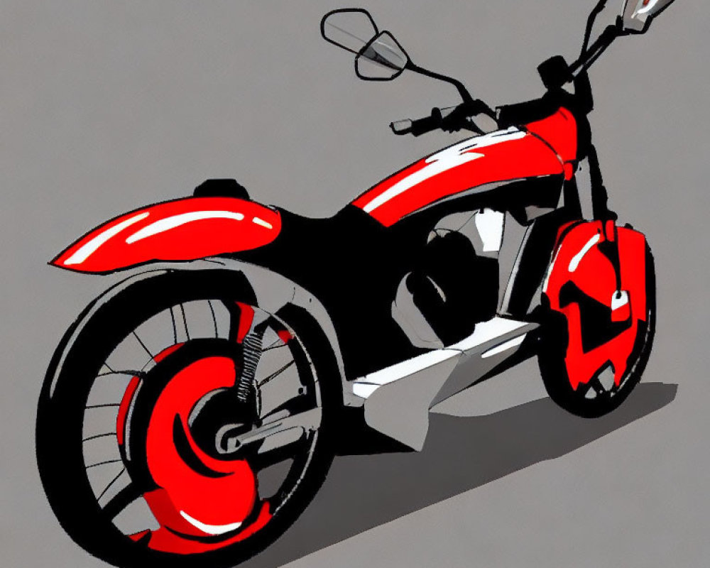 Stylized red and black motorcycle on grey background