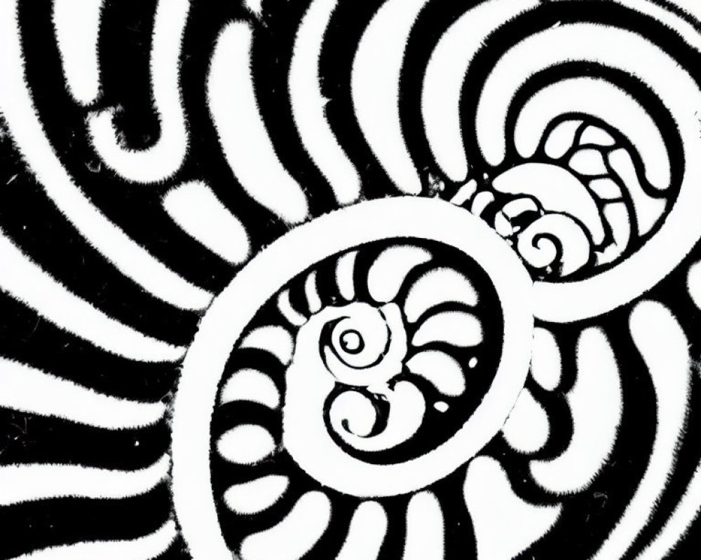 Monochrome abstract pattern with concentric circles and swirls
