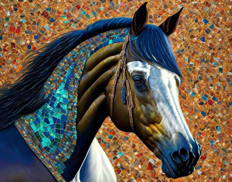 horse in mosaic style