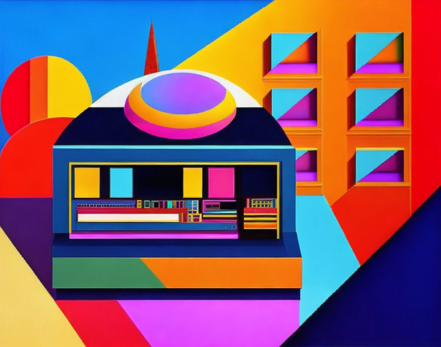 Colorful Geometric Painting of Abstract Building