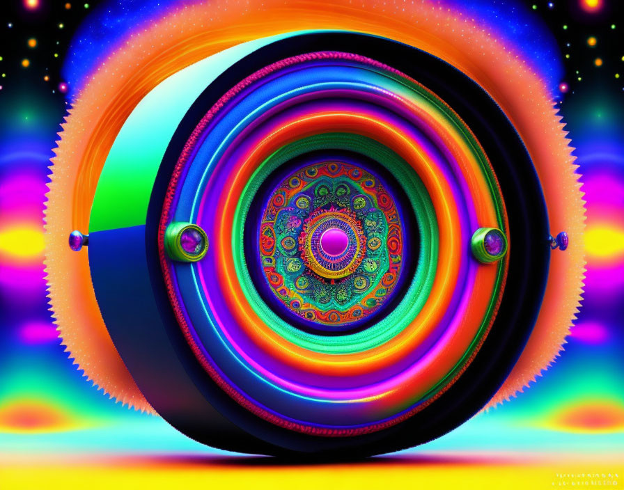 Colorful Fractal Design with Concentric Circles in Psychedelic Image