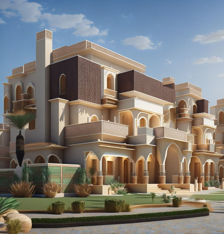 Luxury Residential Complex with Traditional Middle Eastern Architecture and Ornate Details