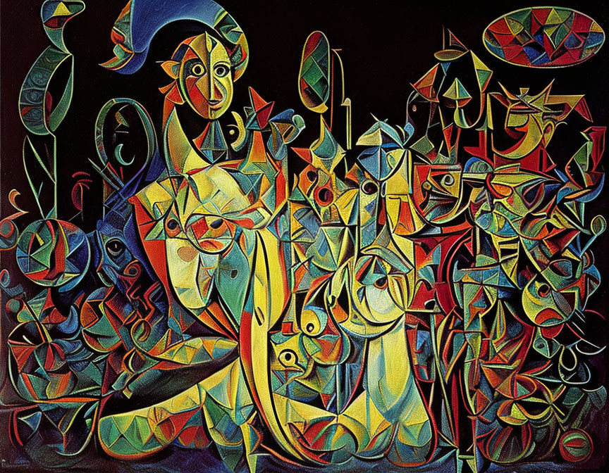 Colorful Abstract Painting with Human-like Face in Chaotic Composition