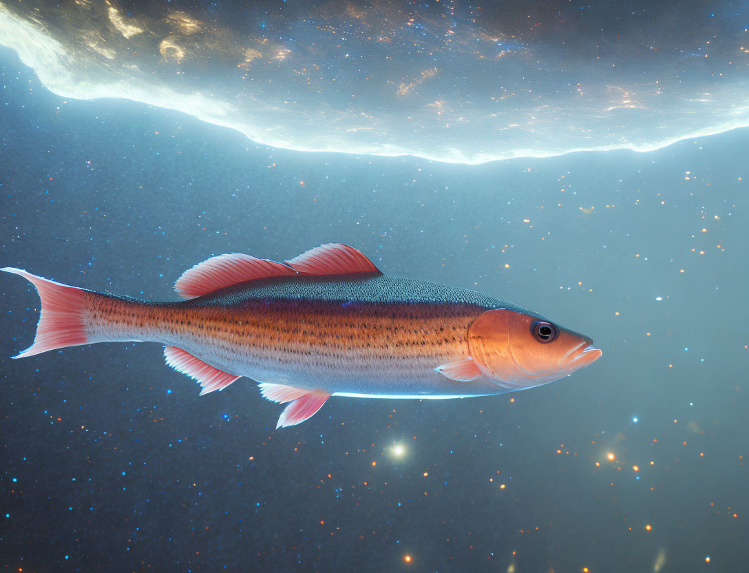 Colorful fish swimming in dappled light underwater