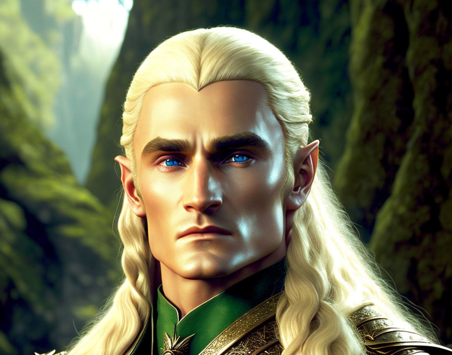 Blonde Male Elf Illustration in Forest Setting