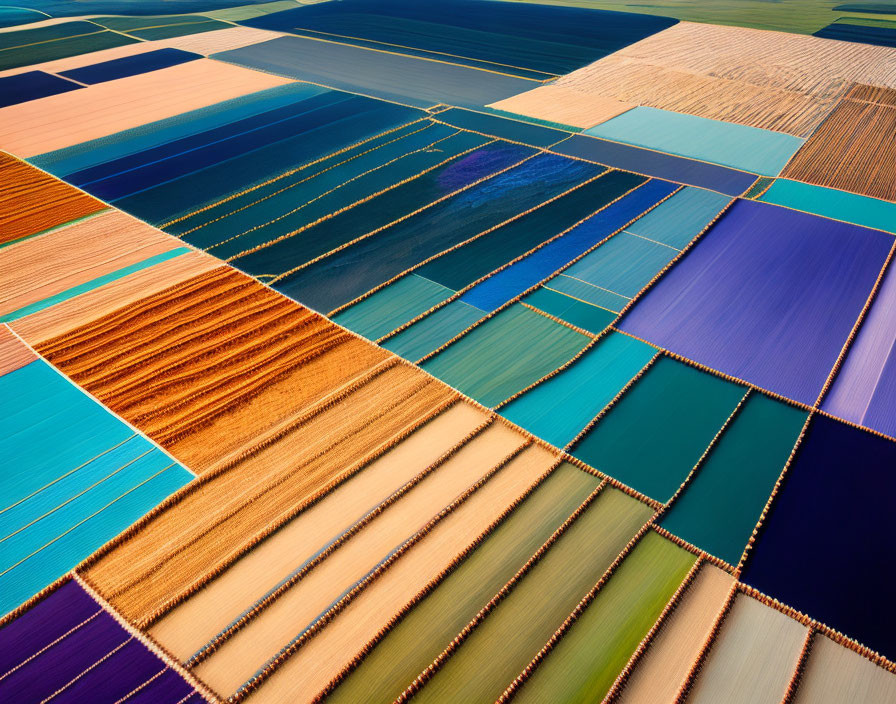 Colorful geometric agricultural fields from above