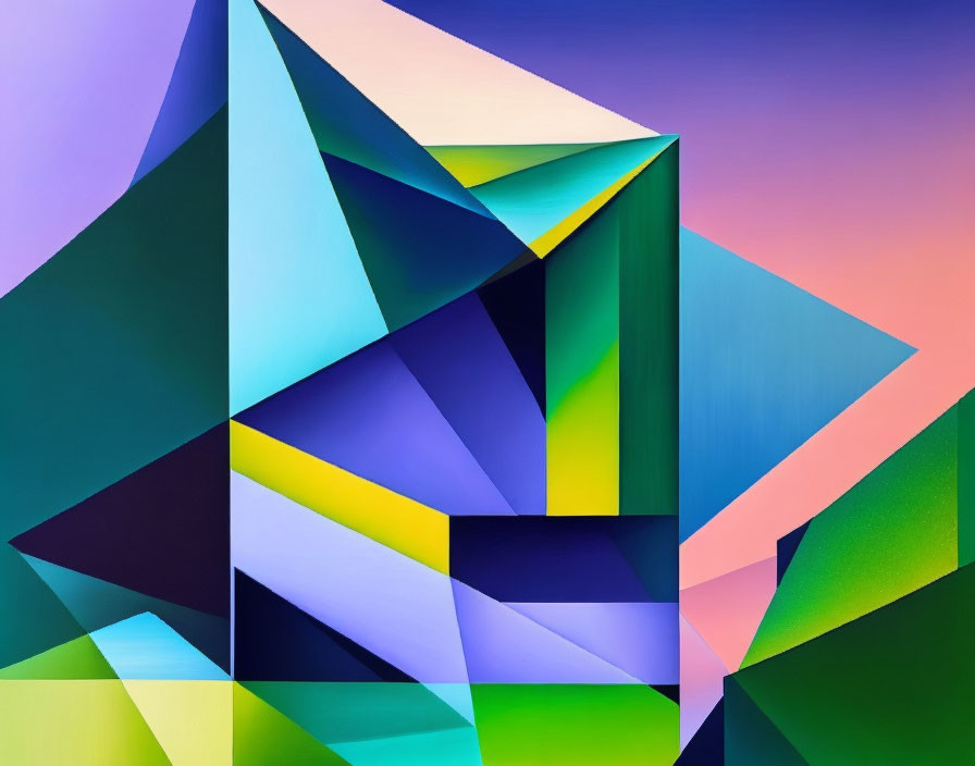 Colorful Geometric Shapes on Gradient Background