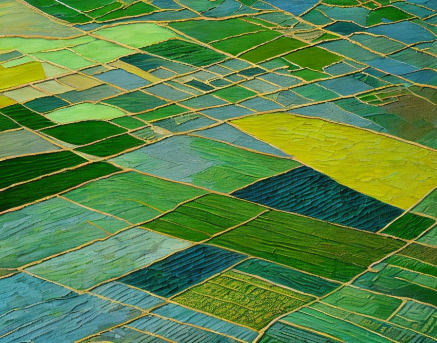 Vibrant Green Rice Fields Form Intricate Patchwork