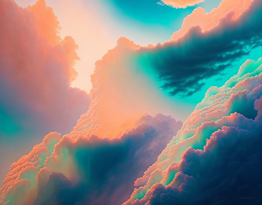 Colorful Clouds in Pink, Orange, and Blue Sky