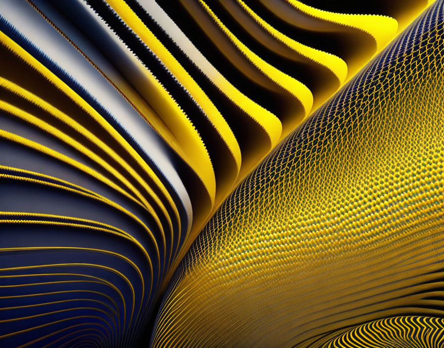 Abstract Swirling Yellow and Blue Lines Creating Dynamic Pattern