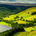 Scenic image of lush green valleys and riverside cliffs