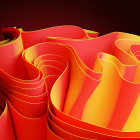 Golden spiral structures on reflective red background: Abstract 3D art