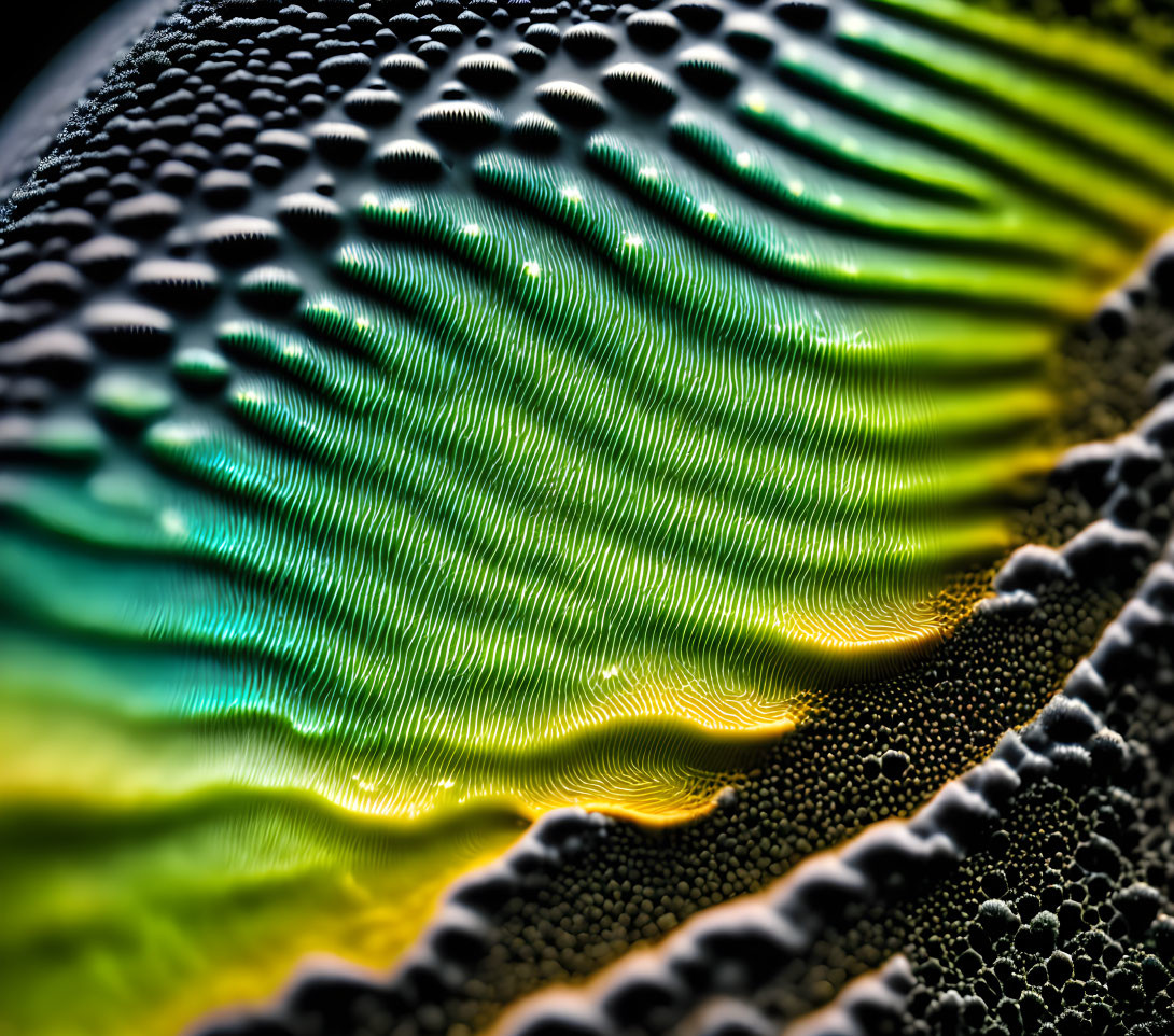 Rippled surface with wave-like pattern in green, yellow & black