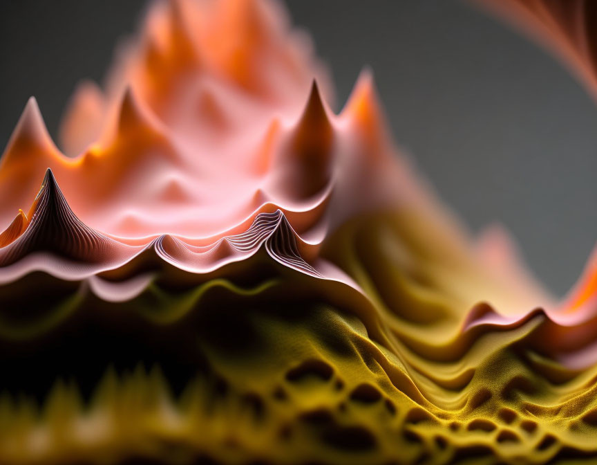 Abstract wavy layered structures in fiery gradient tones