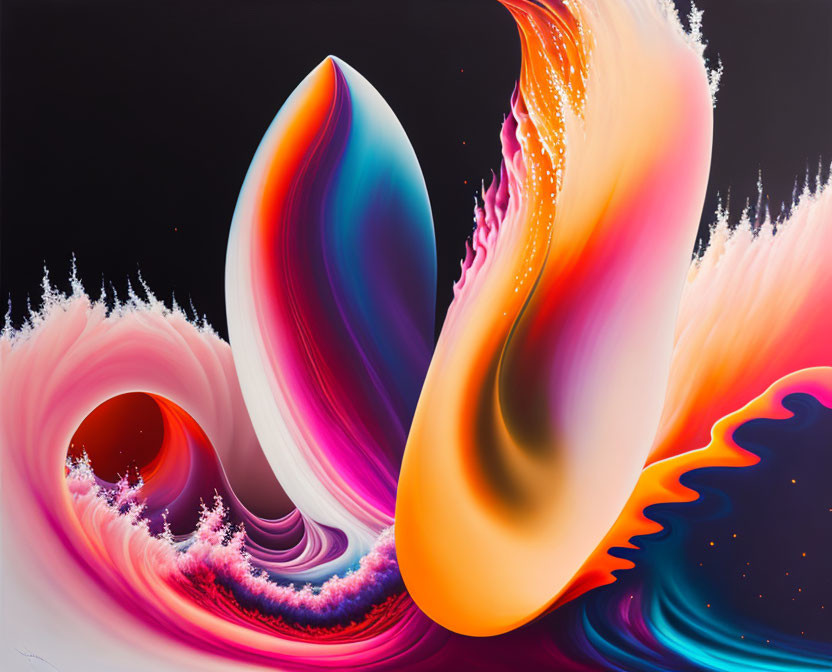 Colorful Abstract Art: Fluid Shapes in Pink, Blue, Orange, and White