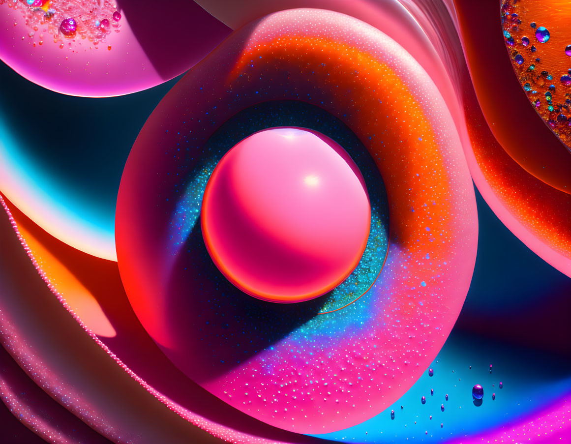 Colorful Abstract Art with Glowing Orbs and Sparkling Textures