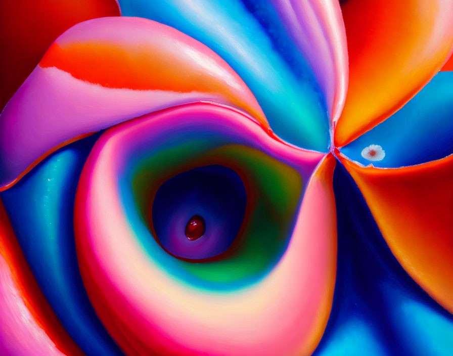 Colorful Swirl Close-Up with Blue, Pink, Orange, and Purple Shades