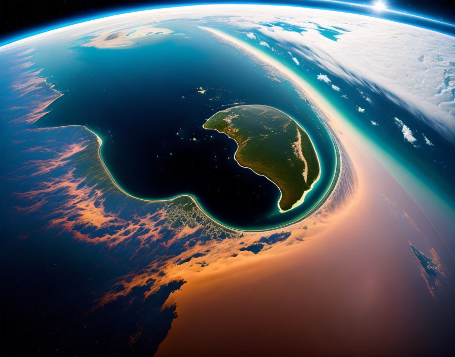 Earth from space: Continent with atmospheric glow