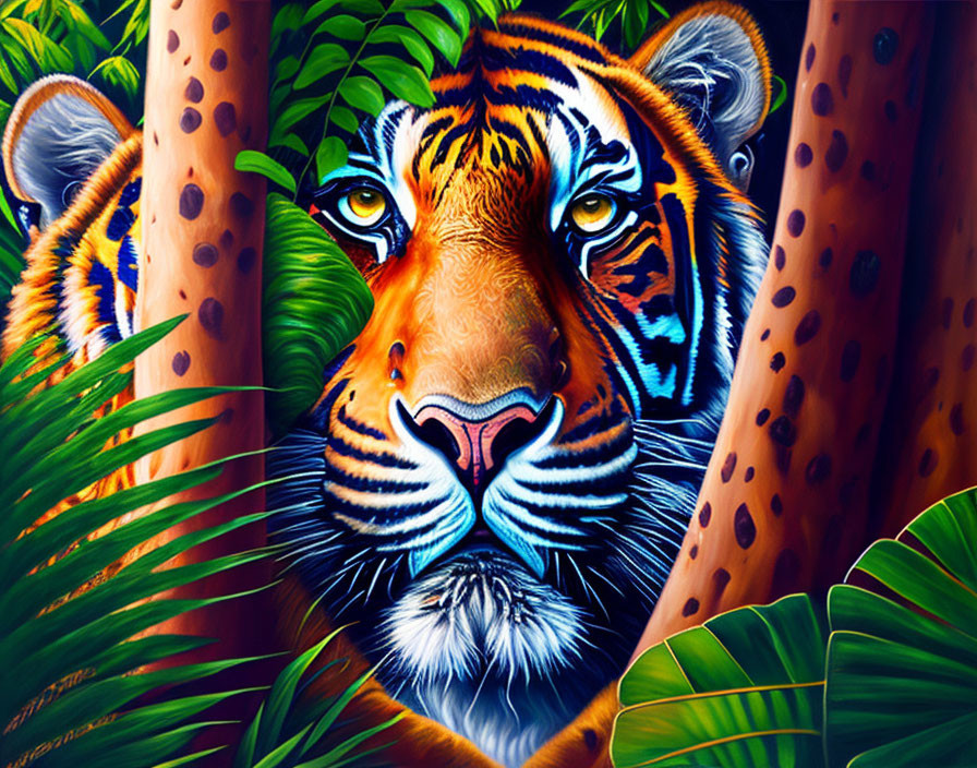 Colorful Tiger Artwork Featuring Striking Details