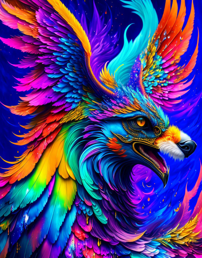 Colorful Fantastical Bird Art with Vibrant Feathers