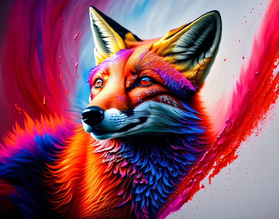 Colorful Fox Artwork with Dynamic Background