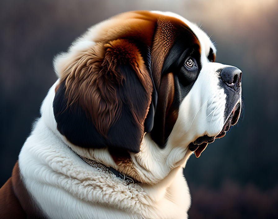 Tricolor St. Bernard Dog with Majestic Expression