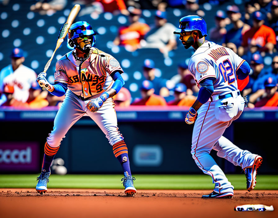 Vibrant baseball players in uniforms on the field