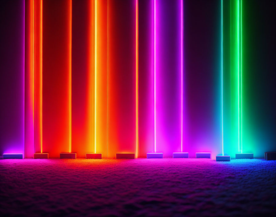 Colorful Light Beams Transition on Textured Wall