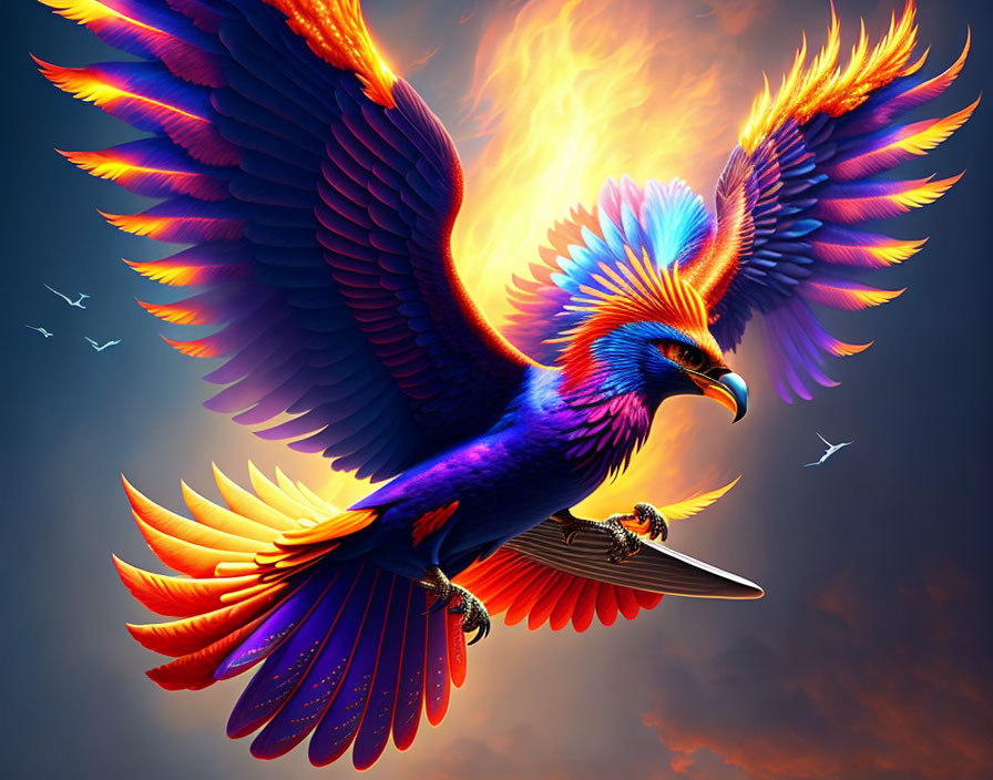 Colorful Phoenix Digital Artwork with Vibrant Plumage