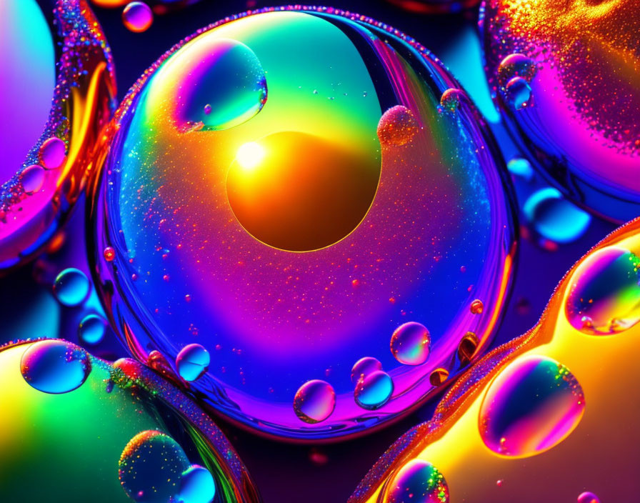 Colorful Bubble Art on Bright Rainbow Background