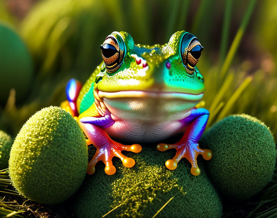 frog with easter eggs