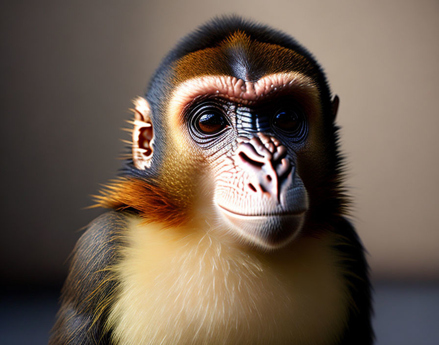 Detailed Close-Up of Red-Tailed Monkey's Face and Fur