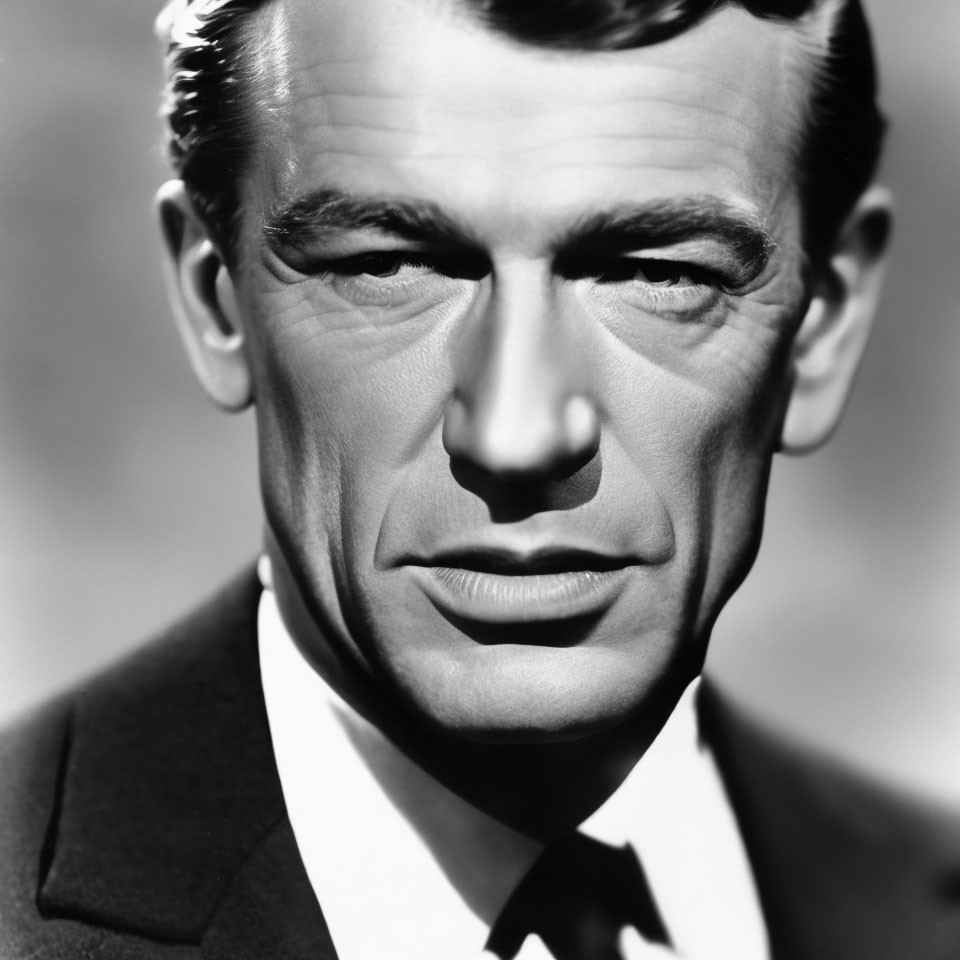 Monochrome portrait of a stylish man in suit and tie