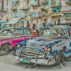 Vintage Cars and Classic Architecture in a Bustling Street