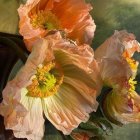 Colorful Digital Painting of Blooming Flowers in Orange, Yellow, and Blue