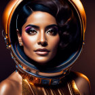 Striking woman in elegant astronaut suit with ornate details