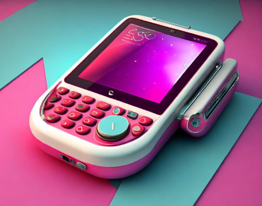 Retro-futuristic smartphone with physical keypad and flip design