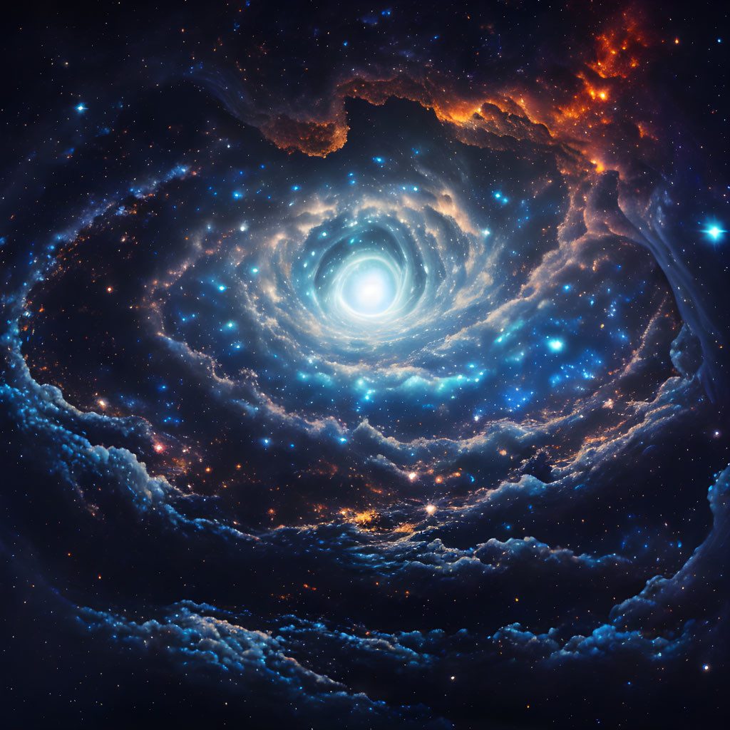 Spiral galaxy with swirling stars and bright center in deep space