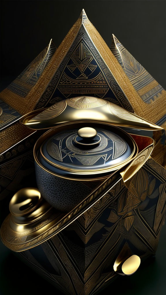 Luxurious Abstract Golden Geometric Art on Dark Background