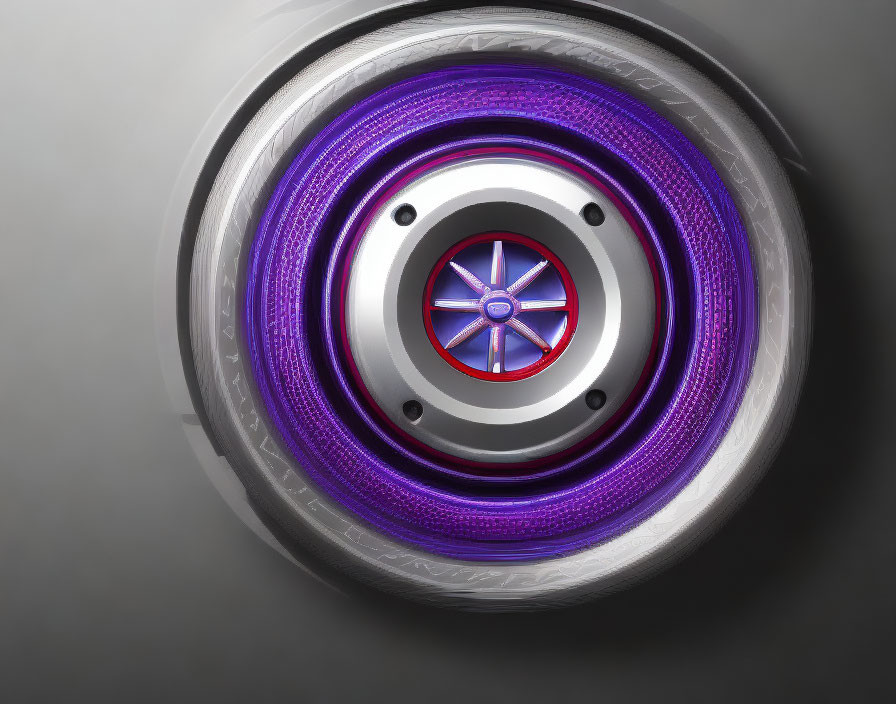 Metallic Finish Car Wheel with Purple Details and Star Design