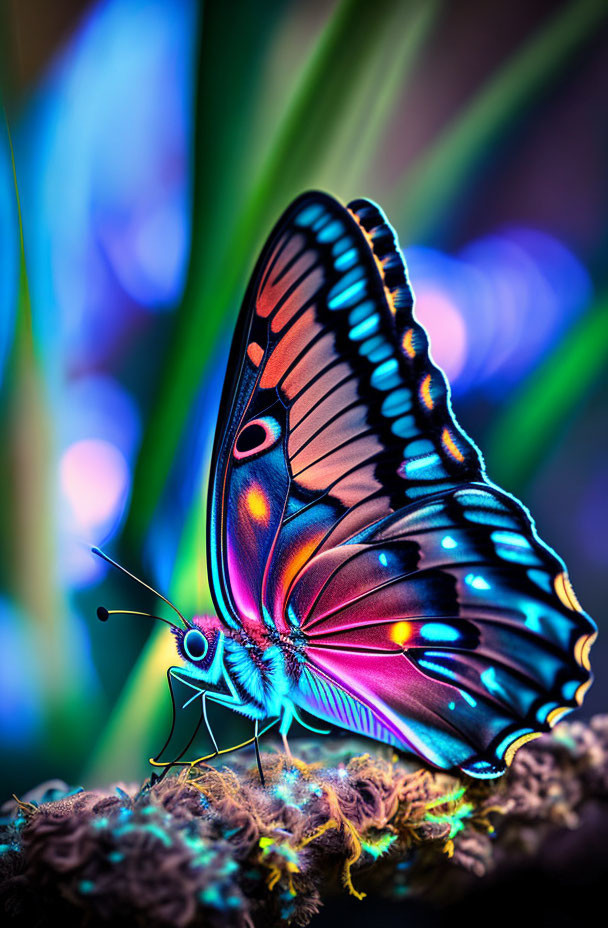 Colorful Butterfly with Intricate Patterns on Textured Surface