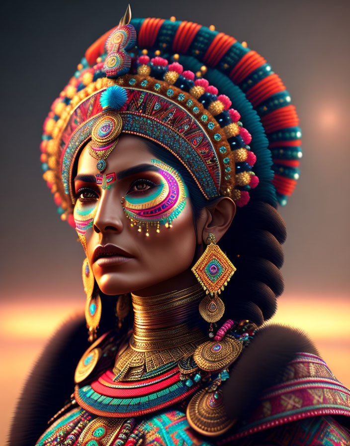 Imperial Aztec portrait style prompt testing 