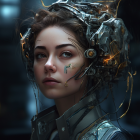 Elaborate Sci-Fi Headgear and Glittering Makeup on Woman