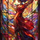 Colorful Stained Glass Window of Ethereal Woman in Flowing Robes