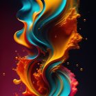 Colorful Abstract Digital Artwork of Woman with Multicolored Hair