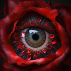 Detailed Close-up of Red Petal Flower Resembling Eye