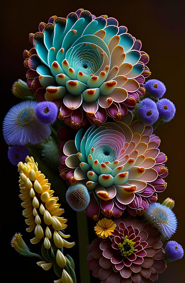 Colorful Stylized Flower Digital Art in Rich Hues