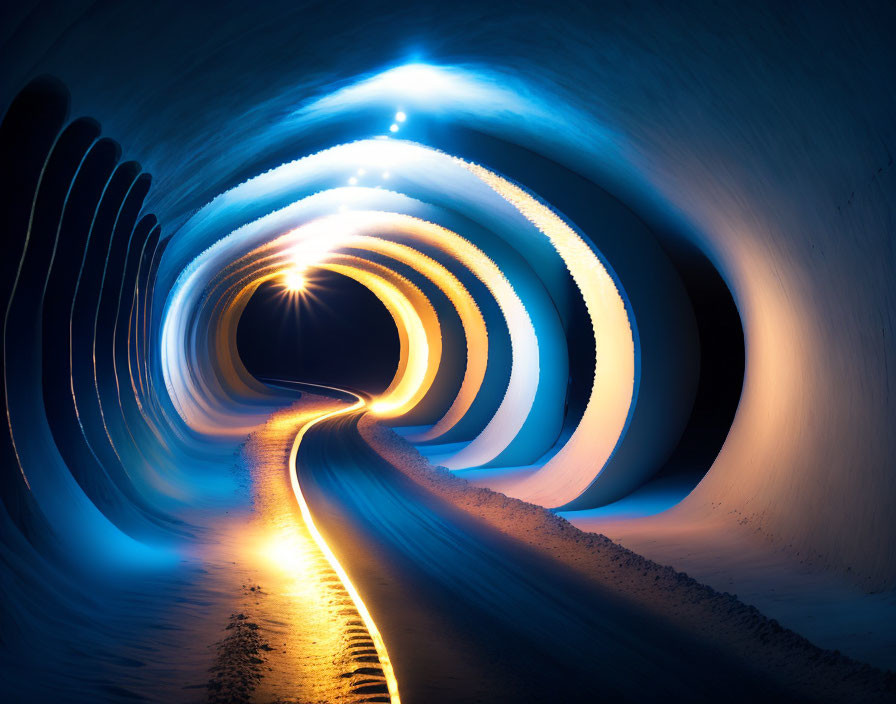 Long Exposure Photograph of Tunnel with Spiral Light Patterns