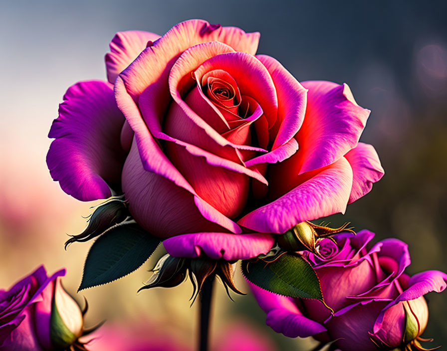 Detailed Texture: Vibrant Pink Rose with Swirl of Petals