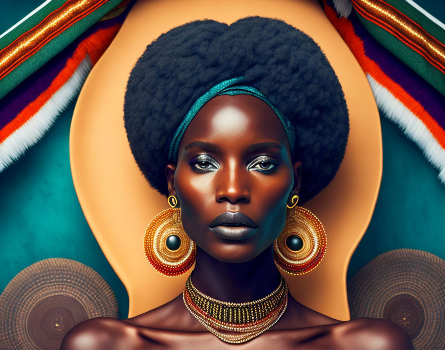 African-inspired woman illustration with traditional attire